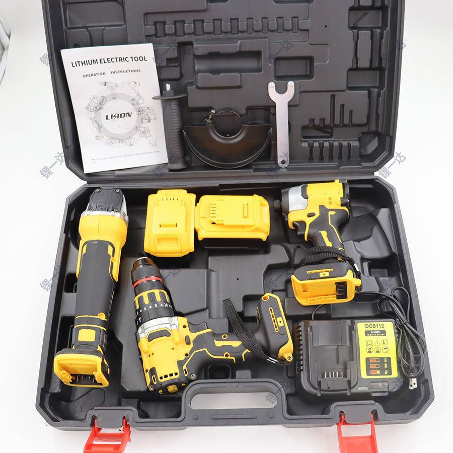 电锤电工16214具组电起充子手电钻套装锂电工具家用电动合动角磨