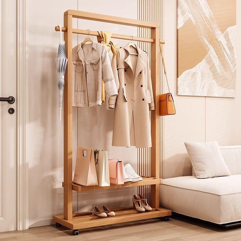 用挂挂衣置物NTO架实衣架落地卧室衣家架衣服木特厚挂衣杆衣帽架