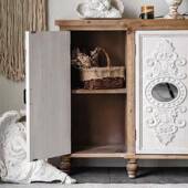 简现代约轻实奢木波西341米亚玄关镜柜酒店柜储物柜复古雕花子柜