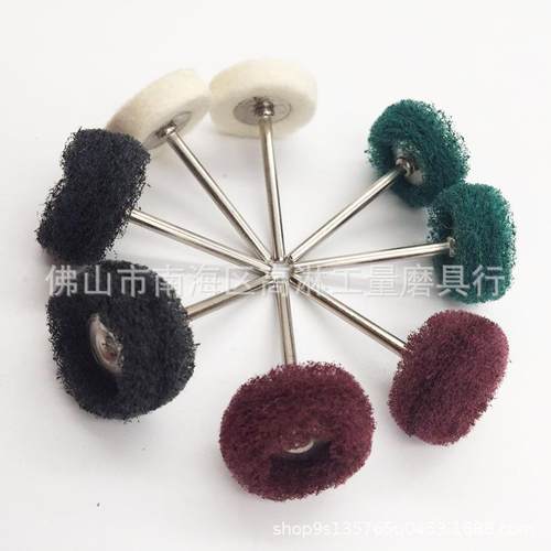 OOW带柄百洁布磨头打丝平行电磨拉纤维除锈磨头抛轮光尼龙小刷耐