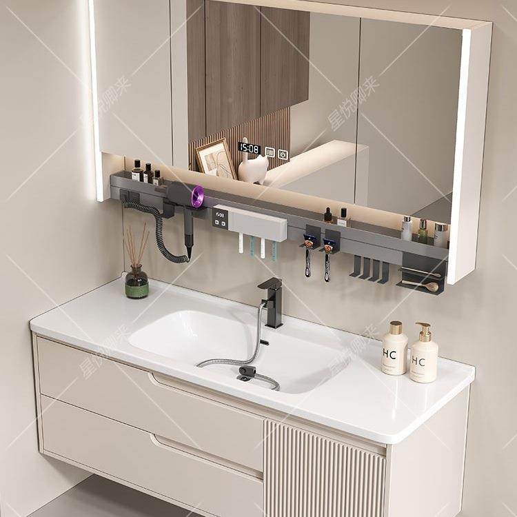 油风浴室柜组合生代800奶简约卫间现陶瓷一体盆洗漱台洗手脸智能,家装主材,浴室柜,淘宝优惠券,粉丝福利购,淘宝优惠卷