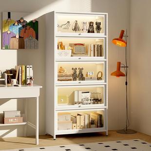 家柜用带玻璃门书柜防书铁皮尘架柜玻璃XFX展示落地柜子收纳柜储