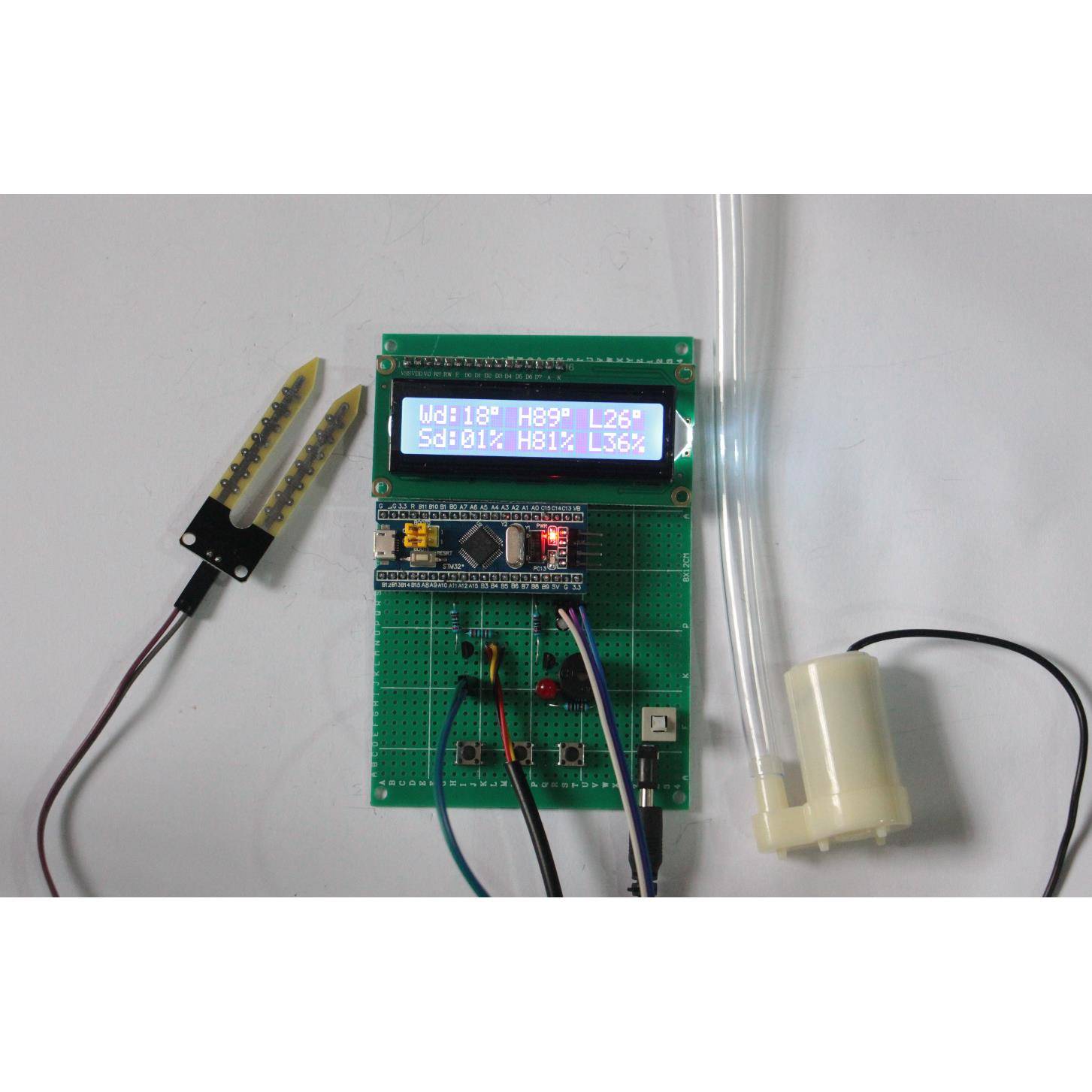 基于STM32单片机智能浇花系统土壤温湿度检测温度光照/自动灌溉