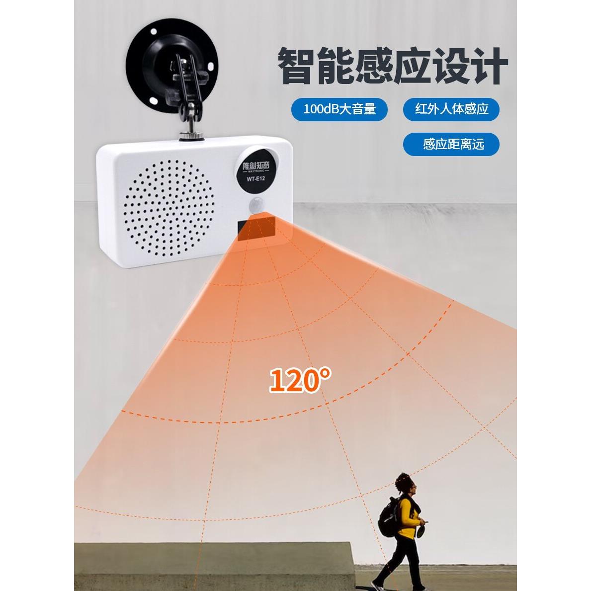 太阳能感应工地安全带提醒智能语音提示人体红外户外播报警器充电