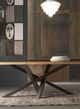 谈桌09332lo代ft铁工业风桌洽简约长方形实木工作台现办公桌会麦