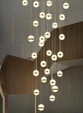 复式楼梯间长吊灯墅酒店旋转客46211厅现代约创别意公loft小寓灯