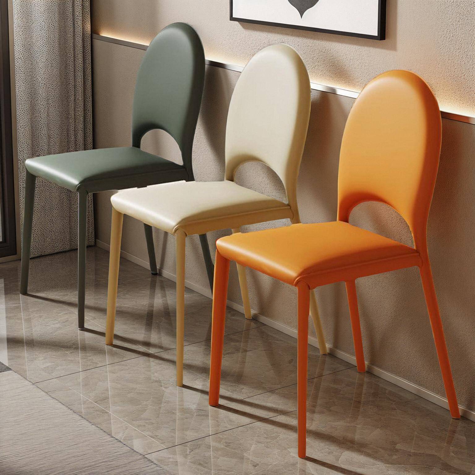 油风椅家用餐椅意式极简酒店餐厅靠背凳简子餐奶约现代轻奢马鞍皮