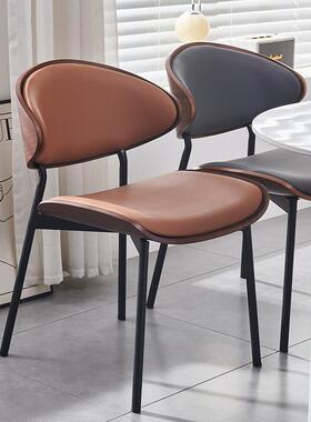意式轻奢中古风实木靠背用软包NFX感皮椅肤家洽谈椅耐用高端设餐