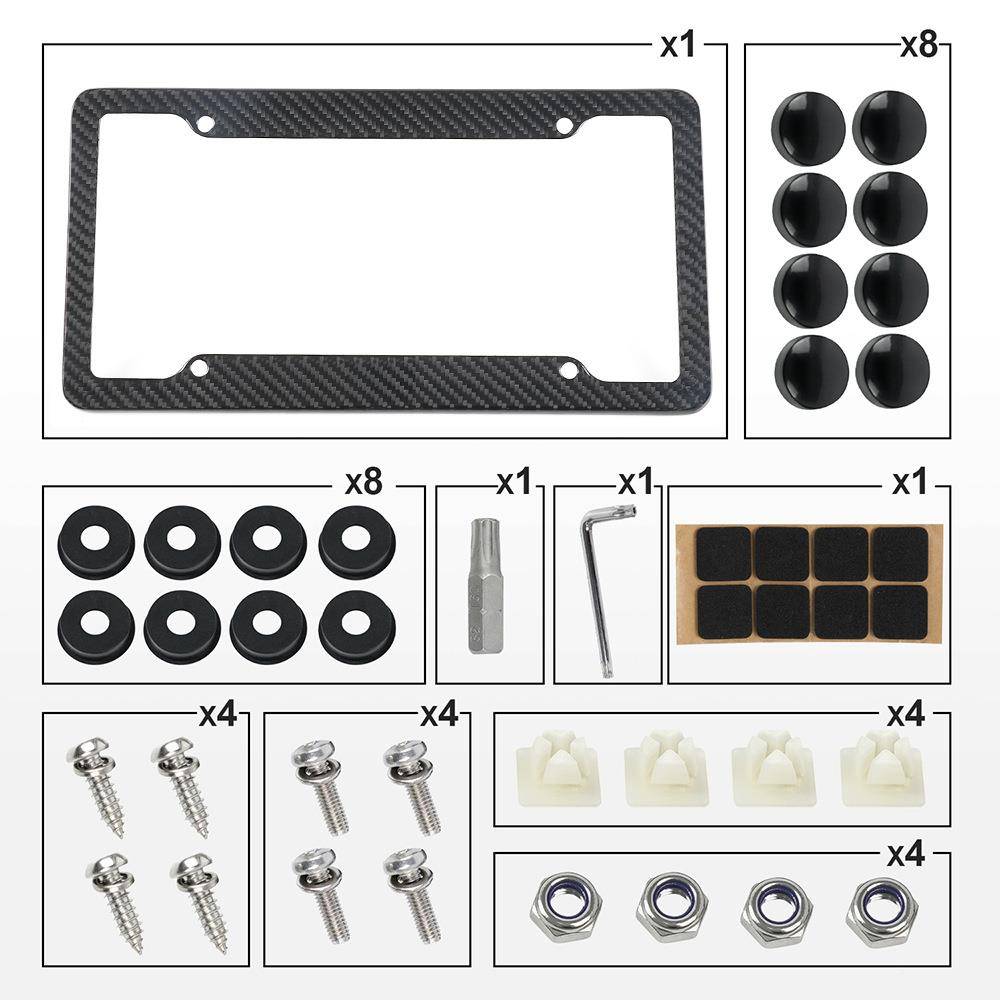 汽改装配件碳纤装维牌托照框车牌BTD044架欧美新交规干碳牌照饰车