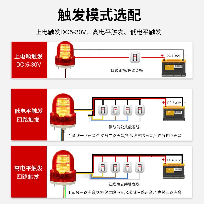 多路触发声光报警-器LED闪4警示灯爆1224V通电响开609关量85控制