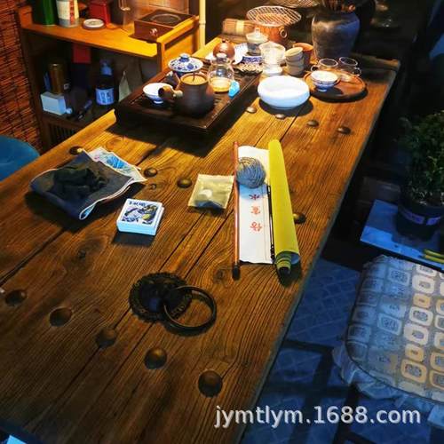 榆木QQY门板原木风化面老板桌实木板旧门板桌面茶桌木台吧台茶装