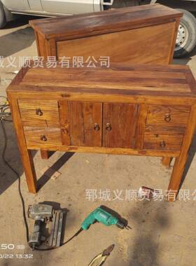 复老榆木储EBX物柜家用玄客厅木制装古饰收纳柜榆木五斗柜边餐柜