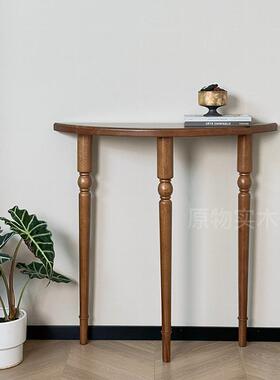 法实木玄关18499桌厅桌入户走廊半圆展示客式厅靠墙窄桌玄关台门