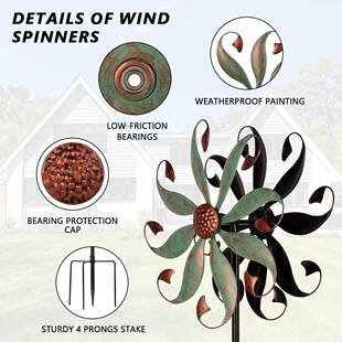 花艺术户外创意旋转转风车防水防锈户外园DY490219景观装置旋风车