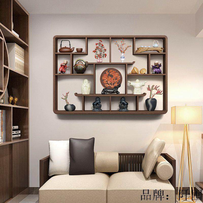 壁置物实木博古HCG架多宝阁新中式书隔断茶壶茶架柜挂摆件架陈列