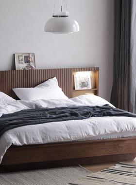 北美OCK黑胡桃木实木婚床榻全米榻人床主卧轻奢悬浮床别墅样板双