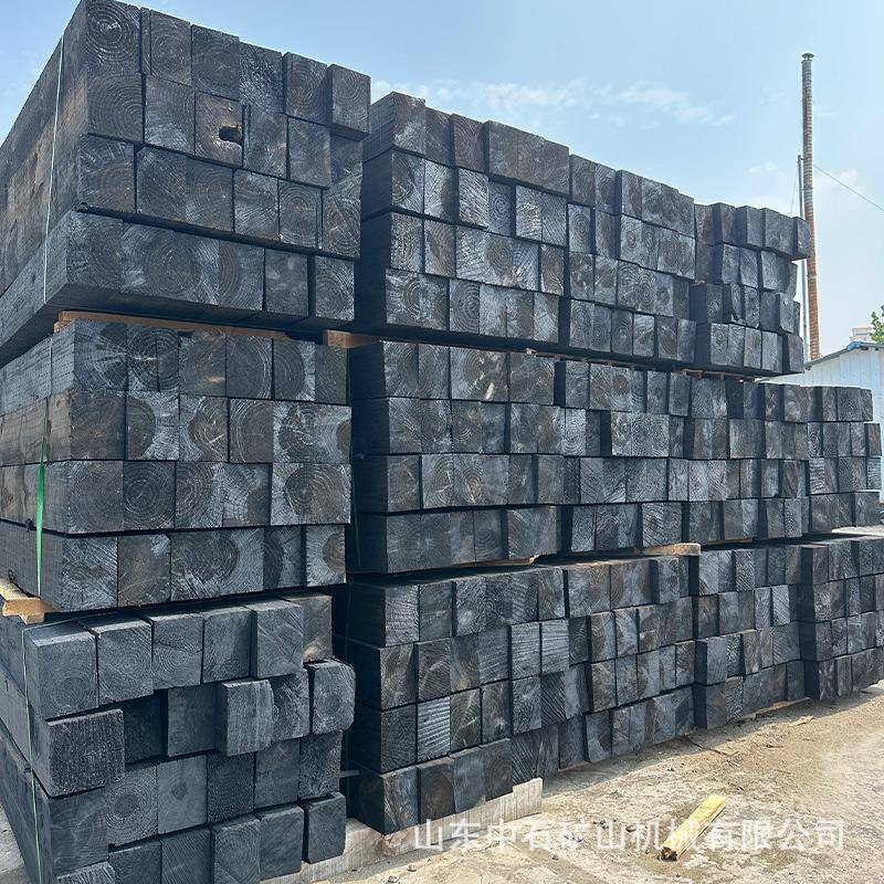 铁路轨作道用扎孔高浸松油木枕木2500*220压钢轨下面缓冲用防腐油