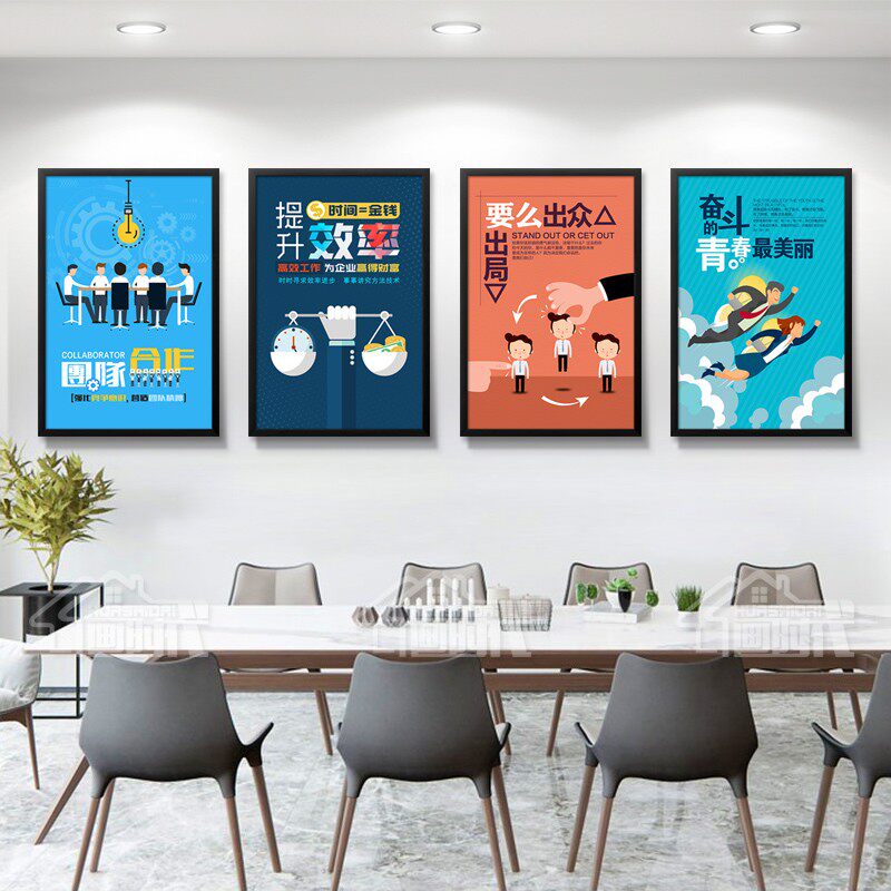 励志办公室挂画企业文化墙装饰画创意公司标语会议室海报走廊壁画