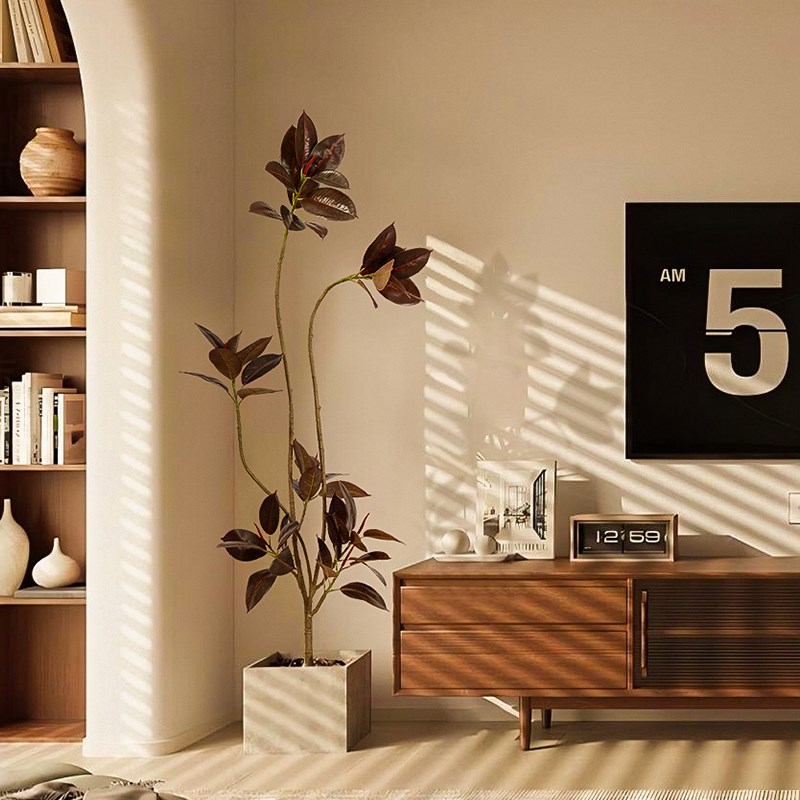 大型电视柜旁边落地摆件绿植黑金刚仿真植物沙发旁假树装饰盆景