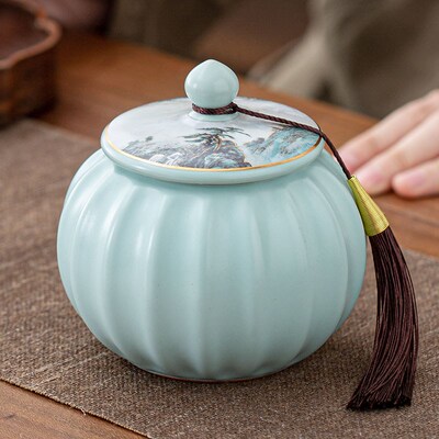陶瓷茶叶罐密封罐家用通用高端储存罐红茶绿茶普洱茶专用茶罐摆件