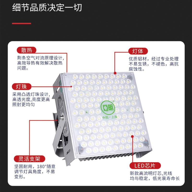 led防水投光灯工地超亮塔吊灯港口广场高杆射灯学校体育馆泛光灯