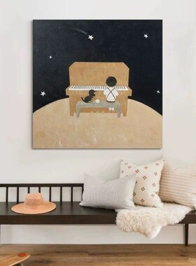 Sgmx纯手绘油画设计与Eve Companions餐厅侘寂风格装饰画卧室高端