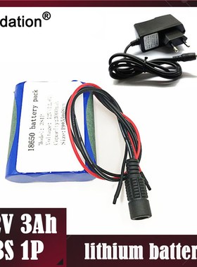 12V 3Ah/3000mAh 3S1P 12v Li-ion battery 18650 lithium li-ion