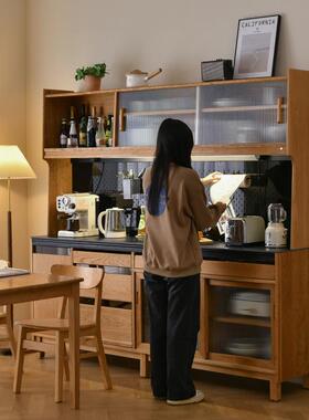 哥本哈根餐柜边家用餐WMB厅实木桃岩物板樱木酒柜客厅一体靠墙储