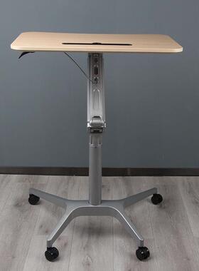 白色轮办公升降制桌动折叠ZC-0227带气动移电脑学习桌站立式铝桌