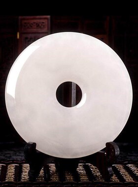 天然玉石平安扣摆件客厅博古架玉璧和氏璧装饰品乔迁客厅摆件