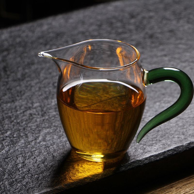 加厚玻璃公道杯手工耐热玻璃茶海分茶器功夫茶具套装带把公杯家用