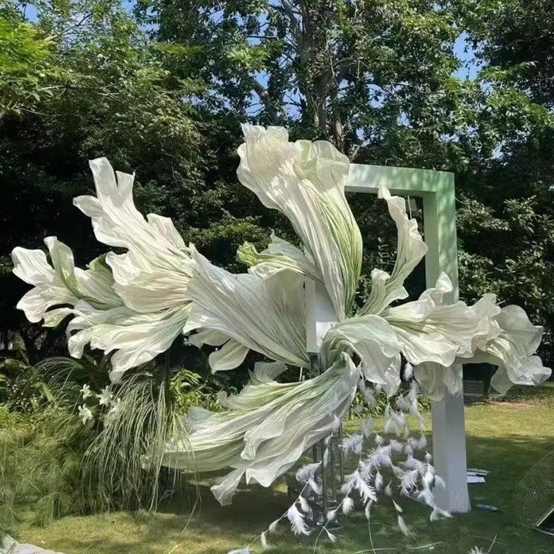 大型纸雕婚礼造型纸艺浪花飘带组合舞台背景拍摄道具摆件手工纸花