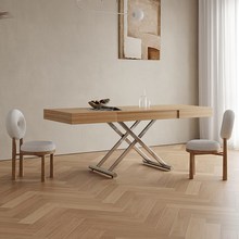 家用实木伸缩茶几可升降的餐桌两用可折叠一体式餐桌小户型饭桌子