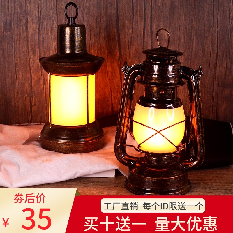led充电酒吧台灯创意个性氛围装饰小夜灯复古马灯煤油灯清吧桌灯