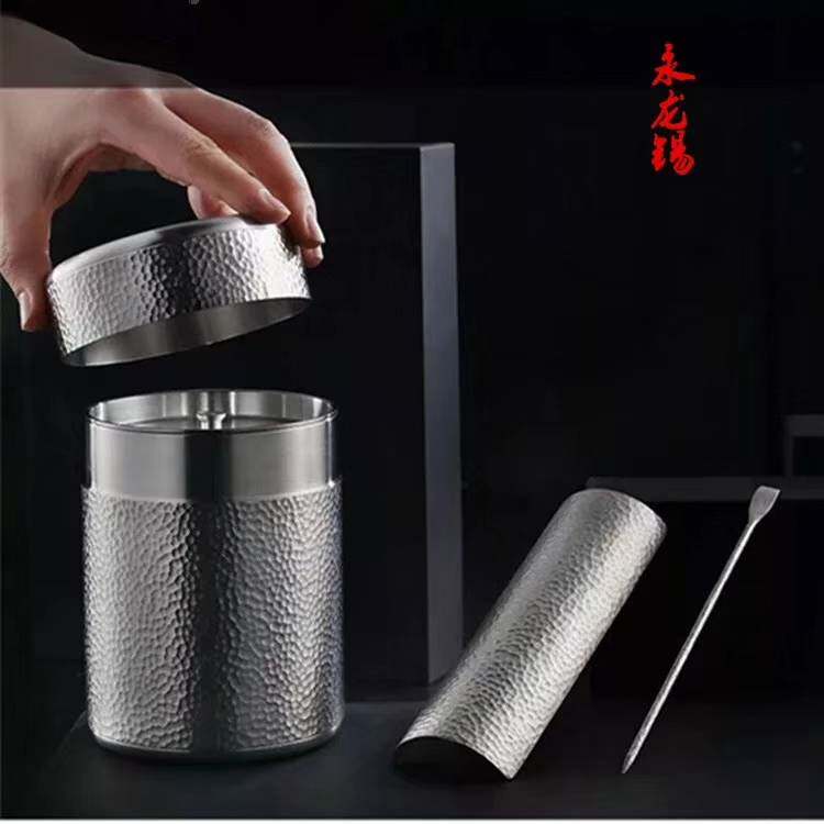 锡罐茶叶罐纯锡罐永龙锡茶罐大号茶叶锡罐家用小号保鲜罐圆形茶叶