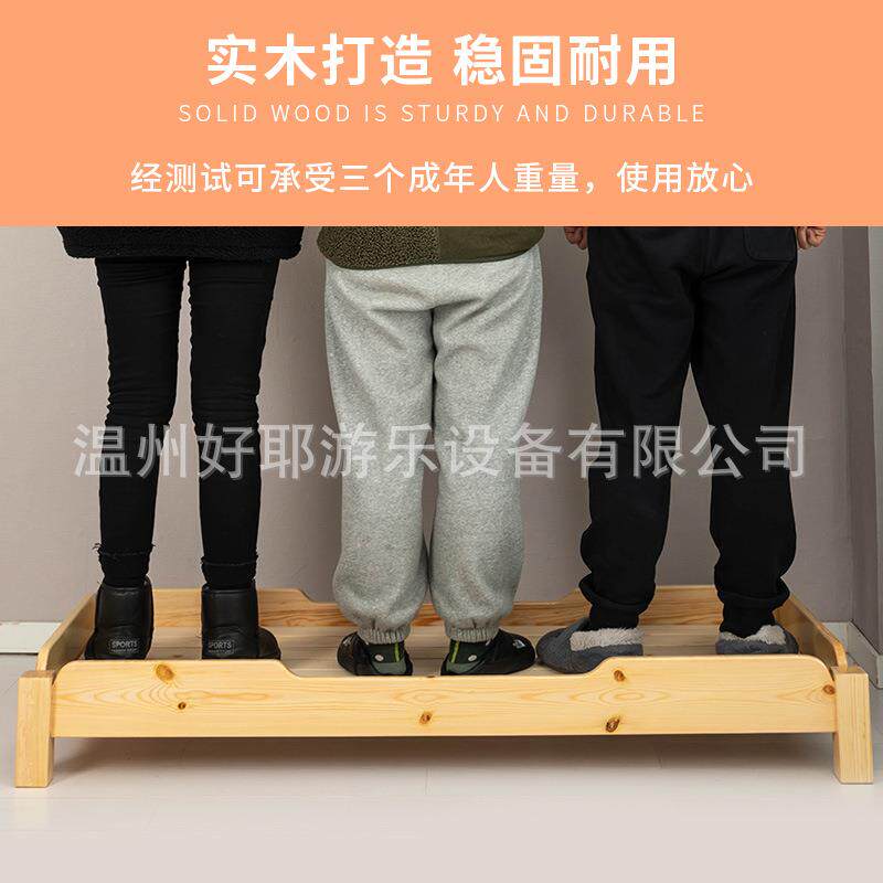 木质幼儿园床实木可叠床儿童单人AJZ床婴午儿午睡连休幼儿园木制