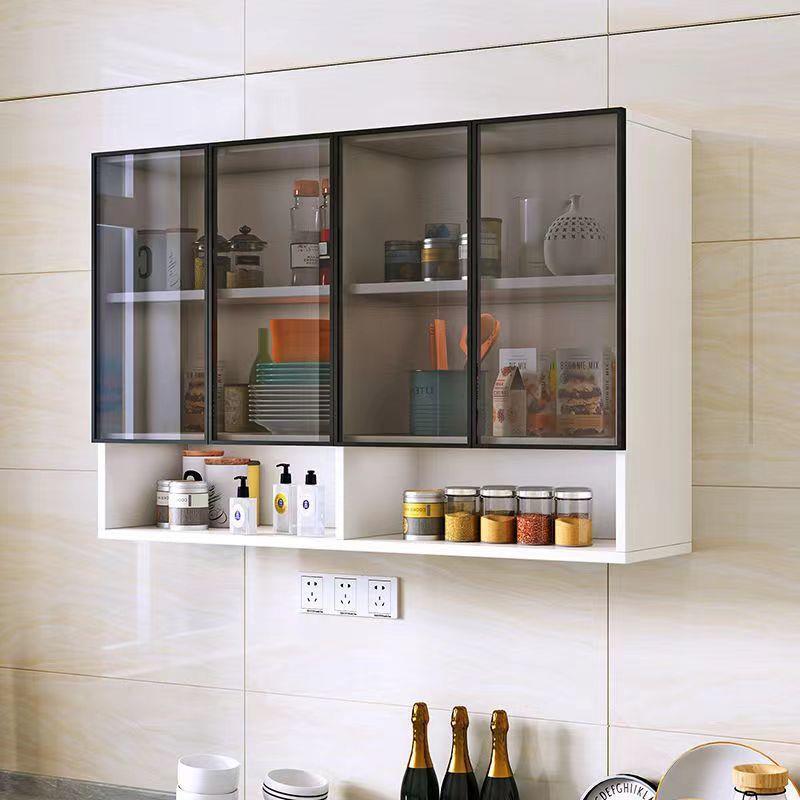 f934LE现钢做家用挂式吊柜阳台客厅展壁示柜厨房实木可壁柜化玻璃