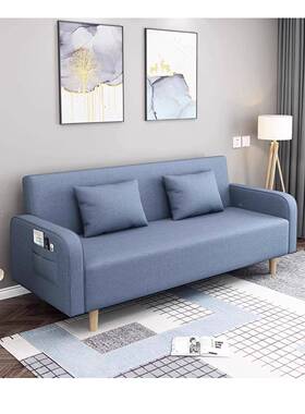 AL简易经济布艺双人IYI三人懒人9沙发小户型型公折寓两用可拆洗叠