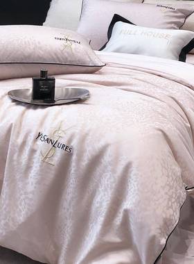 丝棉豹纹提天23757花四件套春夏被约套床单睡高档轻奢简裸床上用