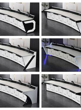 监控操中作台房OUX指挥心控制台工作度桌加厚双机联三联五连调台