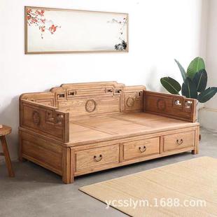 榆木罗床汉实新中老式罗汉床沙发10-14榆木实木木家具罗汉榻推拉