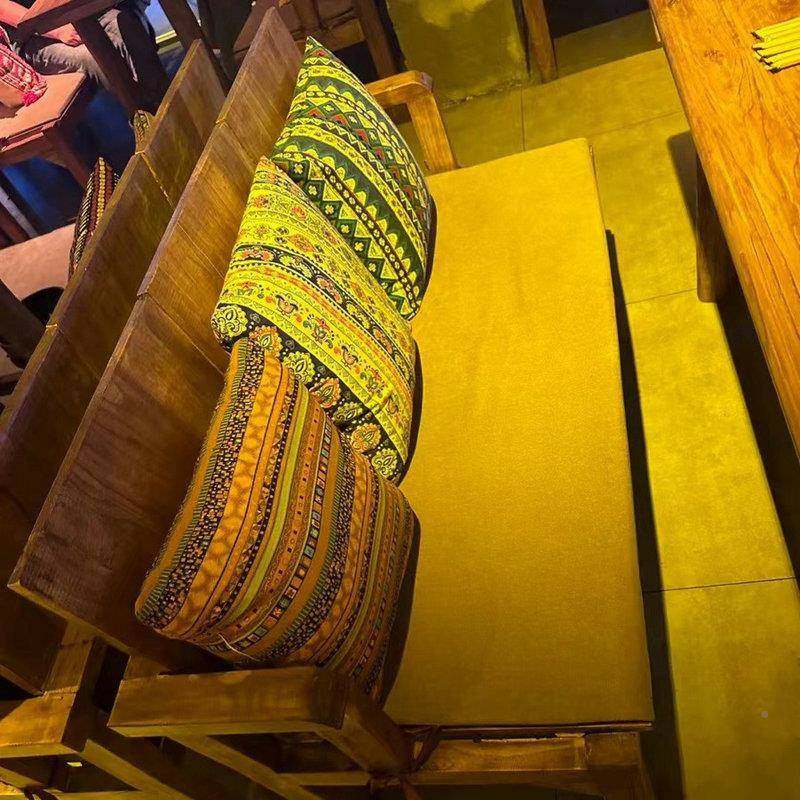 民谣房子椅实4/6木桌座沙发椅子老榆木酒吧子集卡长桌方靠背椅复