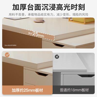 电脑桌女生室书28644台式家用白卧电竞桌桌简约现作台奶油色风桌