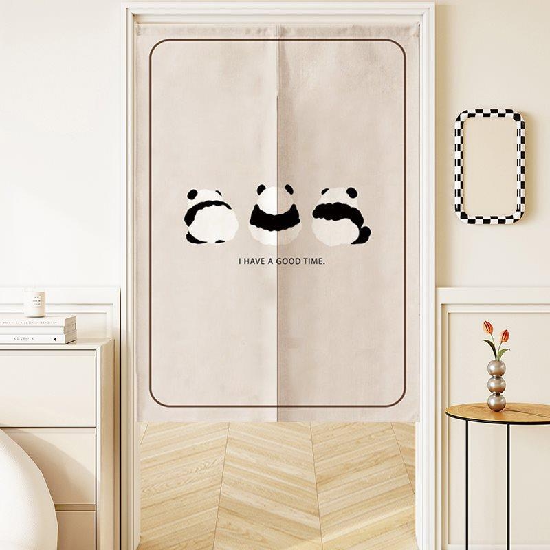 2熊猫门帘断所帘卧室房间家隔用半帘短帘厨房厕776半截遮挡帘子布