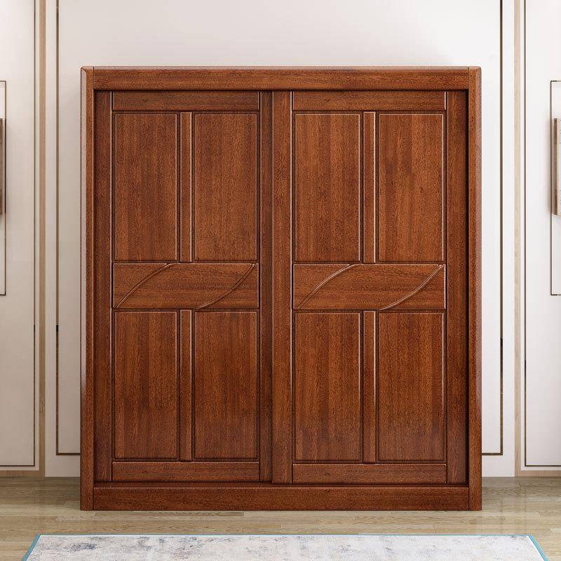 实木衣669#柜中式门两木质滑移门收储大物纳胡桃木衣柜推拉门衣橱