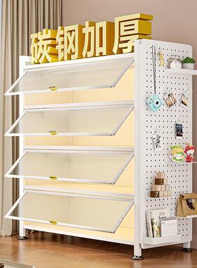 钢书柜防尘书制落地储架物柜一JER体带门客厅展示置柜铁艺儿童物