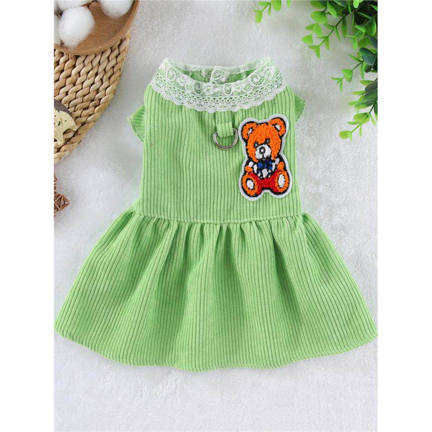 宠物比熊博美泰迪猫咪狗狗衣服灯芯绒春夏装可牵引胸背裙子小型犬