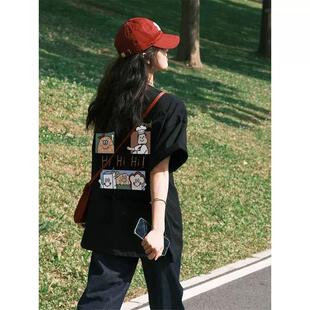 真维斯黑色短袖t恤女夏季女装2026新款爆款纯棉半袖正肩显瘦上衣X