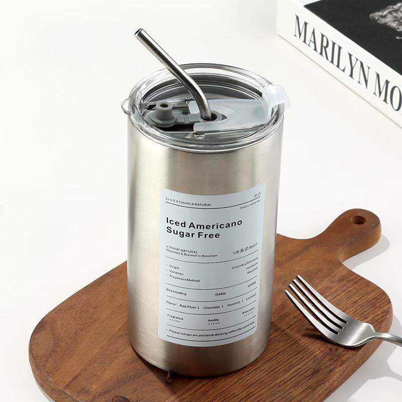 304不锈钢咖啡杯子冰霸杯保温马克杯带盖子带吸管家用喝水杯子