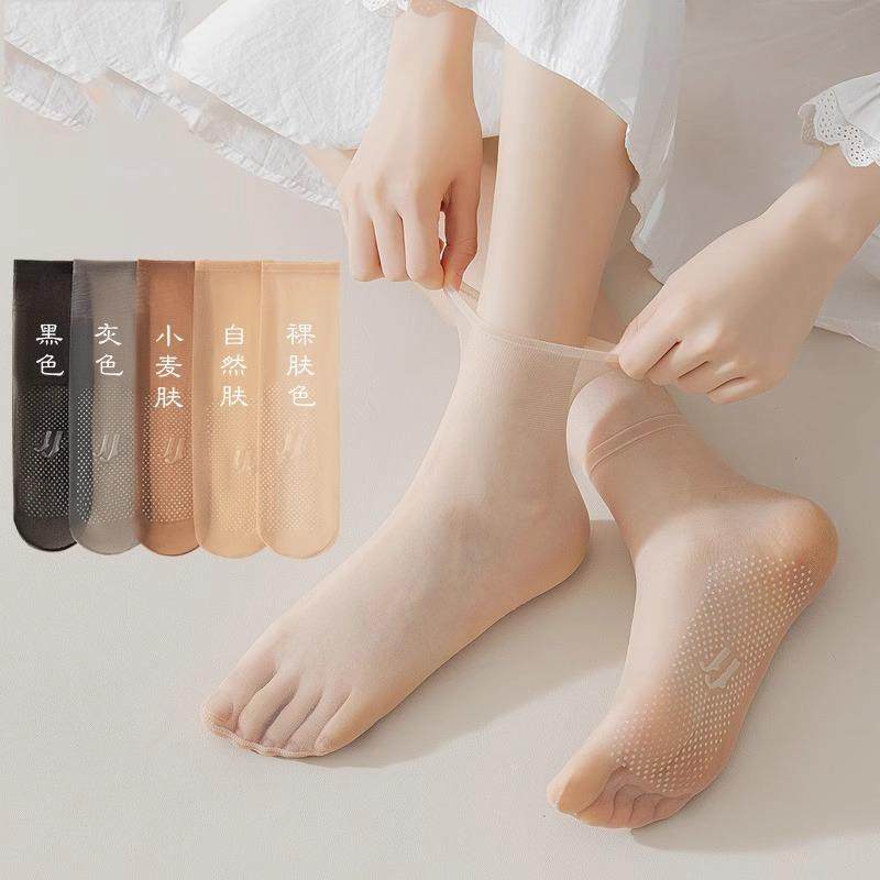 丝袜女短袜夏季薄款防勾丝防滑透明短筒耐磨无痕裸感隐形水晶袜子